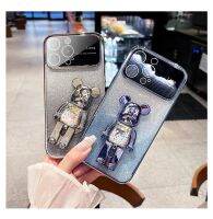 เคสหลากสี Y27 Y36 VIVO 4G 5G Y02t Y02 Y78หน้าต่างขนาดใหญ่ V25 V25e V23 V23E V20 Y22 Y22S Y35เคสโทรศัพท์สำหรับ VIVO Y02T กับฟิล์มเลนส์และที่วางหมี VIVOV25ฝาครอบเนื้อนิ่ม TPU Electroplated