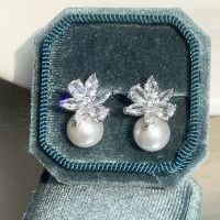 CANPEL Korean Style Luxury Earrings for Women Flower Design AAA CZ Pearl Ear Accessories Wedding Party New Trend Jewelry