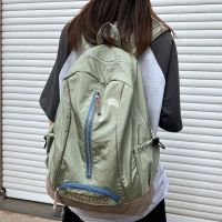 ♘ Tiptoegirls Gray Green Nylon Suede Backpack Summer Popular Leisure Soft Bag Women Backpack Lightweight Foldable Student Backpack