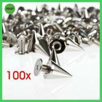 DOULI 100pcs/set 9.5mm หัตถกรรม เสื้อผ้า เย็น สไตล์พังก์ กรวยกระดุม หมุดย้ำ Spikes Screwback