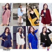 CC 3237 ชุดเซ็ท 3ชิ้น เสื้อสูท+สายเดี่ยวลุกไม้+กางเกง ชุดทำงาน ชุดสูท