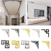 ♛ 4Pcs Acrylic Mirror Corner Stickers Geometry Gold Modern Room Bathroom Decor Edge Strip Corner Line Wall Decor Supplies