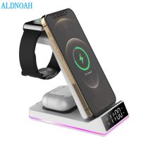 【 A Hot 】15W Qi Fast Wireless Charger สำหรับ iPhone 13 12 Pro Max Mini 11 Apple Watch 3 In 1แท่นชาร์จแบบพับได้สำหรับ Airpods Pro