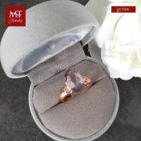 MT แหวนพลอยแท้ อเมทิสต์ (Amethyst) ทรงหยดน้ำ ตัวเรือนเงินแท้ ชุบทองโรสโกลด์ (Rose Gold Plated)  Natural Gemstone Silver Ring (gr398) ไซส์ : 55 MT Jewelry (มณีธารา)