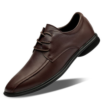 ZBJFAutumn รองเท้าหนังอเนกประสงค์สำหรับผู้ชาย,รองเท้าหนังแท้ลูกไม้ระบายอากาศรองเท้าบุรุษรองเท้ามีปุ่มพื้นนุ่มรองเท้าหนังพ่อ