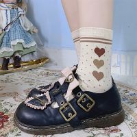 【LZ】✉  Feminino japonês lolita sock branco preto 100  algodão coração jk uniforme meias maid tube meias cosplay acessórios frescos