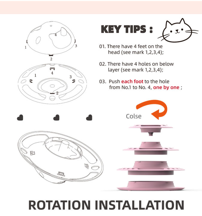 รางบอลแมว-ของเล่นแมว-ของเล่นสัตว์เลี้ยง-ของเล่นหมุนพร้อมบอลสำหรับติดตาม-ของเล่นแมวถูกๆ-4ชั้น
