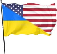 American Flag and Ukrainian Flag Flag 3x5 Feet Banner Flag Outdoor Indoor Decorative Garden House Nails Screws Fasteners