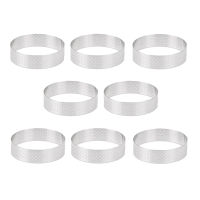 8Pcs 8cm Stainless Steel Tartlet Molds French Dessert Mousse Fruit Pie Tart Ring Quiche Cake Mold