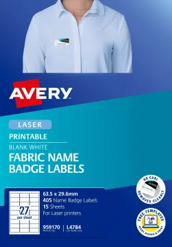Avery Kids Writeable Labels No-Iron Fabric Labels 45/Pkg-White, Assorted  Sizes