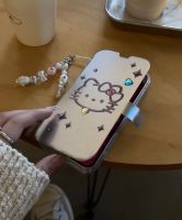 Xuan Pai Ins กระจกหอย Hello Kitty ภาพประกอบเหมาะสำหรับ14promax เคสโทรศัพท์มือถือ IPhone13 Apple 12/11ใหม่เคสป้องกันการตก IPhone14เคสป้องกันการตกแบบรวมทุกอย่าง14pro ผู้หญิง