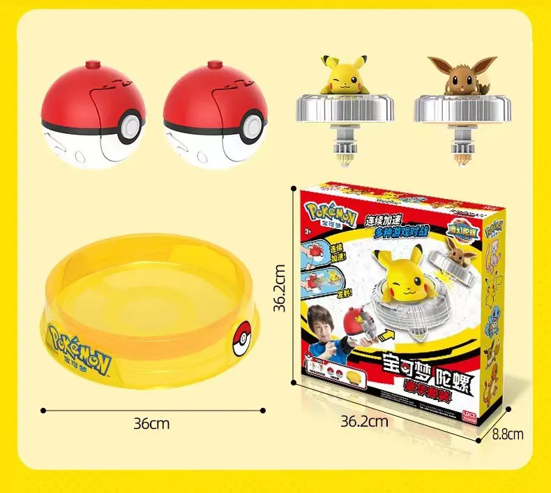 Brinquedos Com Figuras De Ação Animada Pokemon , Pikachu Top Launcher Magic  Gyro Arena