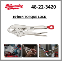 คีมหนีบปากยาวปากโค้งล็อคแรงบิด10นิ้ว Milwaukee 48-22-3420