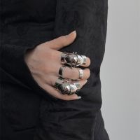 Punk Armour Rings Punk Gothic Rock Scroll Joint Armor Knuckle Knight Metal Multilayer Finger Rings Cosplay Jewelry