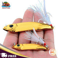 5Pcs เลื่อมเหยื่อตกปลา Reusable ที่มีประสิทธิภาพ Sharp Hook เหยื่อปลอม Treble Hooks Feather สำหรับ Squid Bass