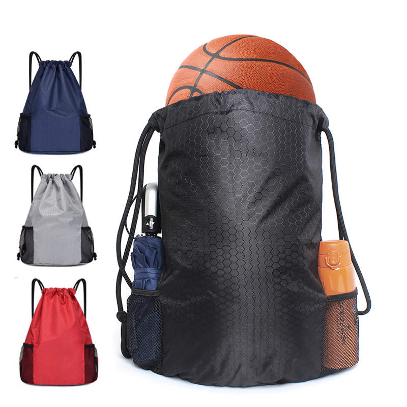 Pixel Panda Water Resistant Drawstring Backpack String Bag Sports Gym Sackpack with Side Pockets for Men Women 