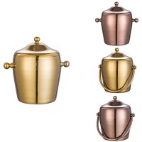 E5KTV Bar Utensils Ice Bucket, Double Layers Stainless Steel Ice Bucket,Champagne Bucket, Wine Beer Ice Bucket