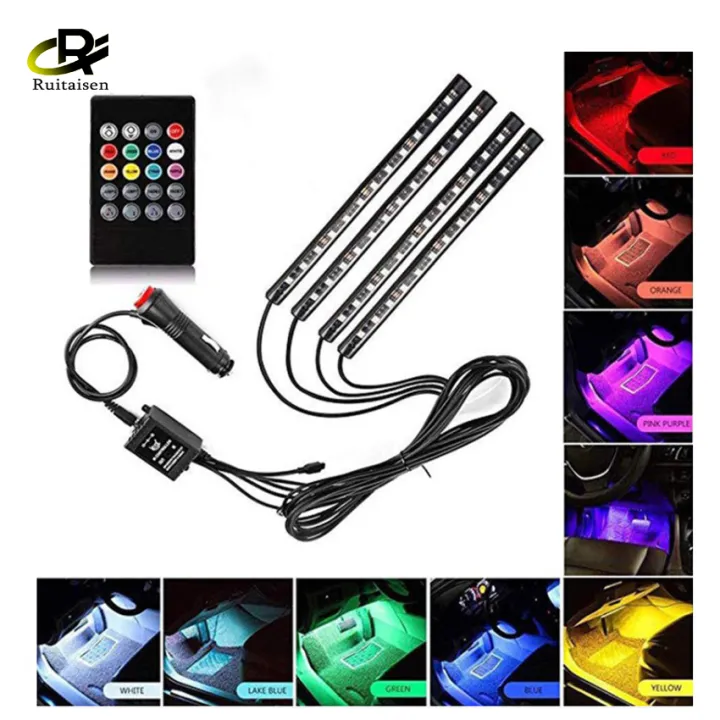 Car Ambient Light Strips 5050 RGB 12 LED Car Interior Lighting