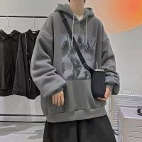 oversized t shirt men dark sweatshirt mens spring and autumn trendy brand American retro hip-hop clothes autumn ins trend loose hooded jacket