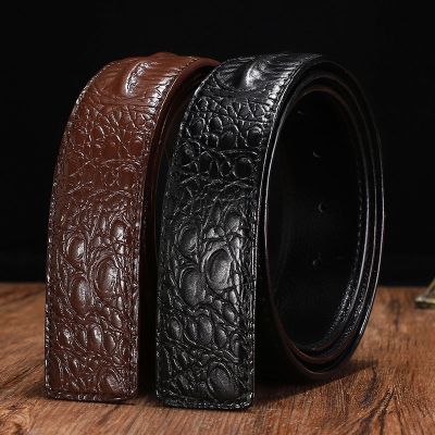 Belt Mens Crocodile Pattern Without Head Smooth Buckle Casual Pants Strip