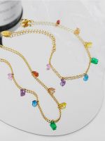 Light luxury fashion A Midsummer Nights Dream rainbow necklace does not fade color-plated 18K gold zircon bracelet jewelry set gift ✕☌☞