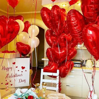 1set Red Love Heart Foil Balloon ValentinesDay Decoration Balloons Chrome Silver Latex Helium Balloon Wedding Birthday Decor