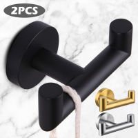 Double Towel Hook SUS 304 Stainless Steel Simple Square Towel Holder Wall Mounted Double Robe Hook Durable Anti Rust Towel