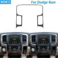 สำหรับ Dodge Ram 2013-2015จริงคาร์บอนไฟเบอร์กลางเต้าเสียบเครื่องปรับอากาศแผงแถบตกแต่งรถตกแต่งภายในสติ๊กเกอร์