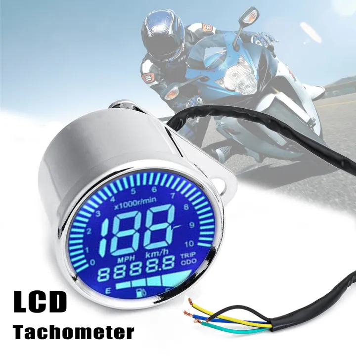 12V 13000RPM Motorcycle Retro LED LCD Tachometer Speedometer Fuel Gauge