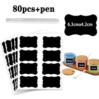 80-240pcs Black Blank Name Stickers Waterproof Writable Chalkboard Kitchen Spice Label Stickers Home Jars Bottles Labels Sticker Stickers Labels