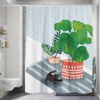 【CW】✜◘  Small Shower Curtain Polyester Frabic with Hooks