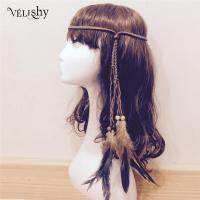 1 Pc Boho อินเดีย Feather Headband Headdress เชือกผม Headwear Tribal Hippie Party อุปกรณ์เสริมผม...