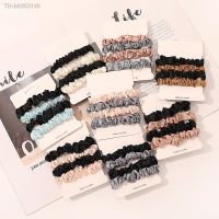 ♣ 4Pcs/Set Pure Silk Skinnies Scrunchie Hair Bow Ties Ropes Bands Skinny Scrunchy Elastics Ponytail Holders For Women Girls