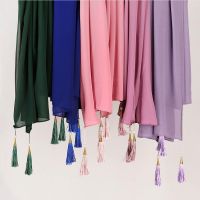 【CC】♝▫  Hijab Scarf Tassel Color Headscarves Shawls Muslim Wrap Bufandas Beaded Pearls