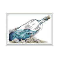 ⊙♞♚ Sea In A Bottle Scenery Painting Counted Cross-stitch Kits Sale 14CT Printed Canvas DIY for Needlework Sets for Embroidery Kit