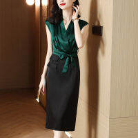 Switching High-End Waist Dress Women 2022 New Summer Fashion Ladies Thin A-Line Skirt