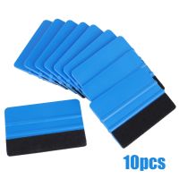 Haywood1 1/10Pcs 10x7cm Car Vinyl Carbon Window Remover Cleaning Scraper With Felt Squeegee Film Wrapping