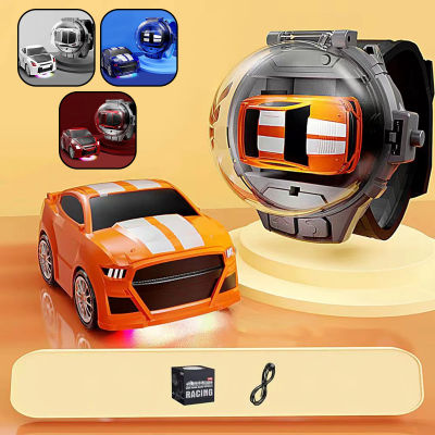 AOV รถควบคุมระยะไกล2.4กิกะเฮิร์ตซ์ USB ชาร์จนาฬิกา RC รถแข่งด้วยแสงมินิการ์ตูนไฟฟ้าข้อมือรถแข่งรุ่นของเล่นเกมแบบโต้ตอบของเล่นสำหรับเด็กวัยหัดเดินอายุ3 +