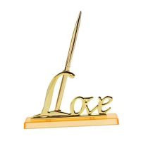 Love Metal Signing Pen with Square Pen Holder Sign Writing Pens for Wedding Bridal Engagement Favors Ceremony Office Guest Book