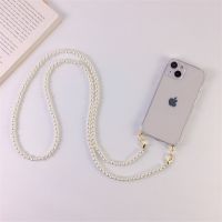 Luxury Korean Crossbody Lanyard Necklace Pearl Chain Phone case for iPhone 11 12 13 14 Pro Max Transparent Soft Cover with Strap