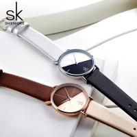 SHENGKE Womens Watches Irregular Creative SK Women Wrist Watch Fashion Leather Ladies Quartz Clock Elegant Gift Mujer Mujer