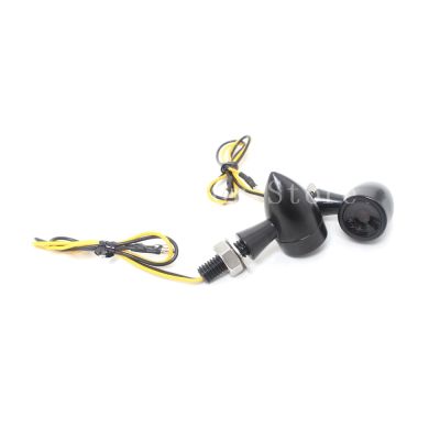 “：{}” 8Mm LED Motorcycle Turn Signal Light 12V Waterproof Amber Flasher Indicator Blinker Lamp Metal Black Universal ATV Cafe Bob R9t