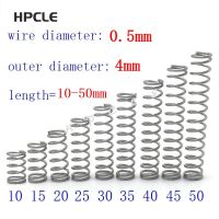 เส้นผ่านศูนย์กลางลวด20ชิ้น = 0.5Mm OD = 4สเตนเลสสตีลการต่อขยายป้องกันการกัดกร่อนการบีบอัดขนาดเล็กสปริง L = 10-50