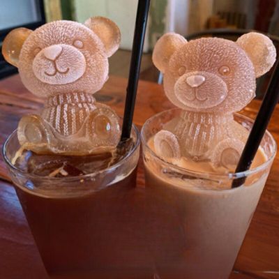 Little Bear Ice Block Mold Silicone Ice Bear Ice Grid Coffee Beverage Milk Tea 3D Household Ice Mold Ice Maker Ice Cream Moulds