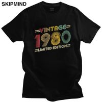 Retro Vintage Made In 1980 T Shirt Men Short Sleeved 40th Birthday 40 Years Old Anniversary T shirt Pre shrunk Cotton Tee Tops|T-Shirts|   - AliExpress