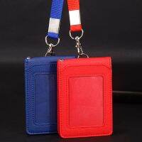 Faux Leather Wallet Work Office ID Card Credit Card Badge HolderLanyard5 Slot