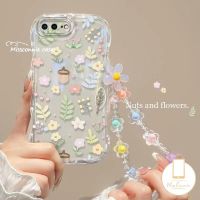 MissConnie เคสสร้อยข้อมือดอกไม้สดสำหรับ Realme C53 C25 C35 5 C15 C55 C11 C21Y 5i 6i 5วินาที7i 9i C17 C3 C30 C20A C12 C25s หยักขอบโค้งลายดอกไม้