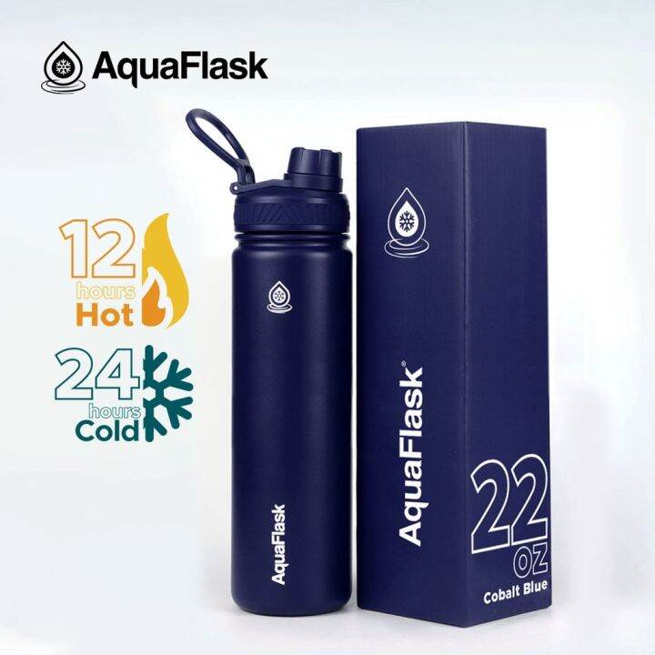 Aquaflask 22oz Cobalt Blue Wide Mouth with Spout Lid Vacuum Insulated ...