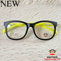 Paul Frank แว่นตาสำหรับตัดเลนส์ สายตา กรอบแว่นตา ชาย หญิง Fashion รุ่น 3083 สีดำขาเหลือง กรอบเต็ม ทรงรี ขาข้อต่อ วัสดุ TR 90 รับตัดเลนส์ทุกชนิด