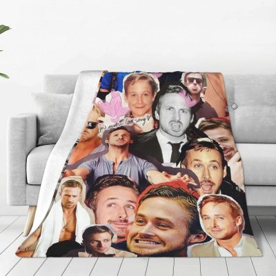 【CW】❆▽℗  Ryan Gosling Collage Blankets Coral Fleece Spring/Autumn Breathable Warm Throw for Bed Car Thin Quilt